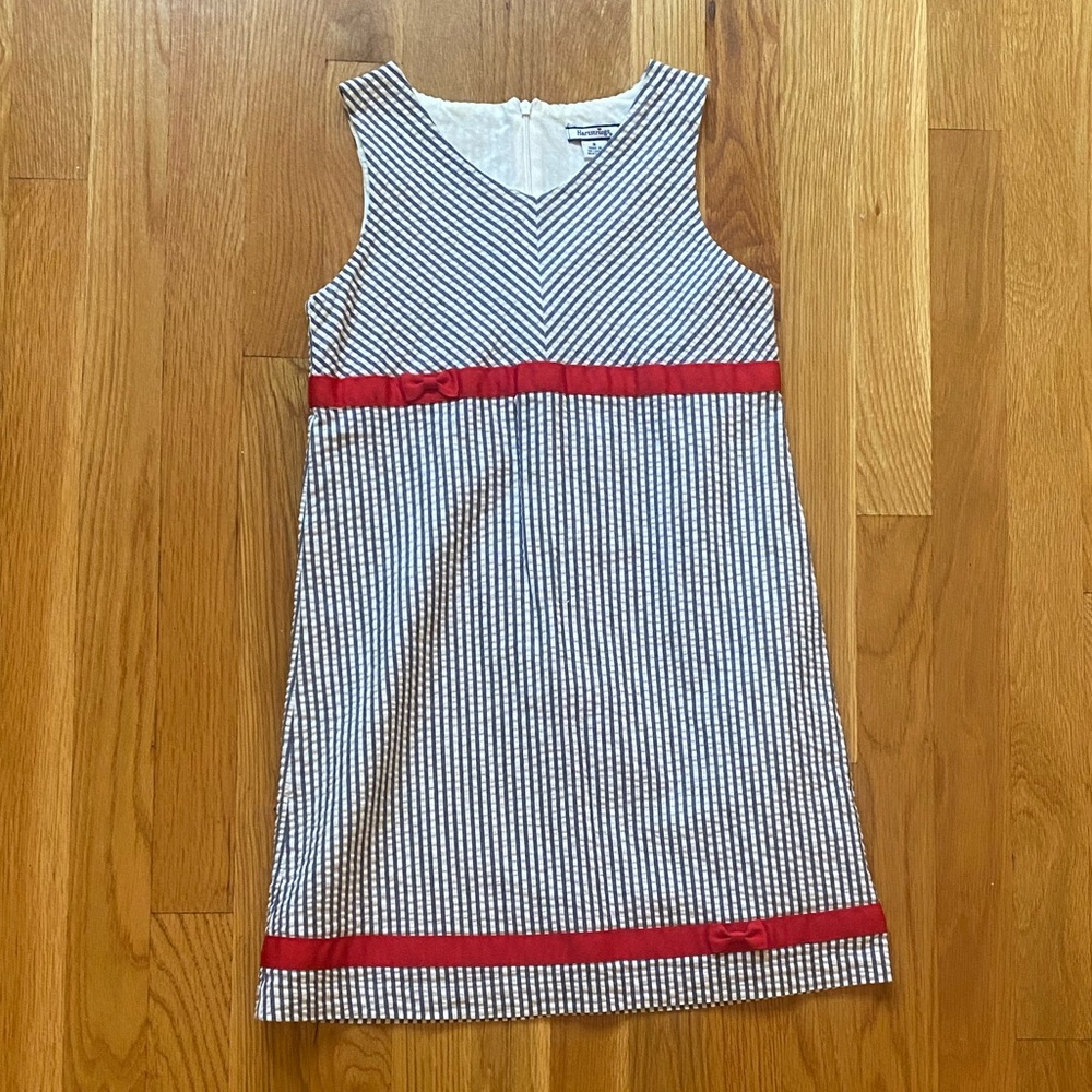 Hartstrings Girls Blue Seersucker Nautical Dress